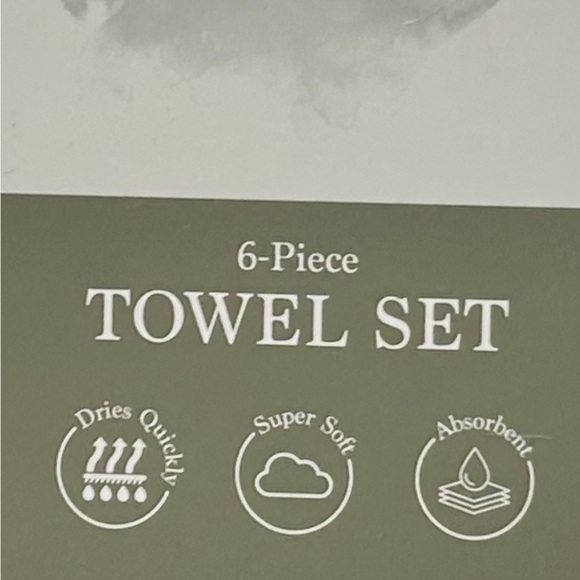 Perfect Touch 6 Piece White Towel Set Dries Quickly Soft New - Picture 2 of 3